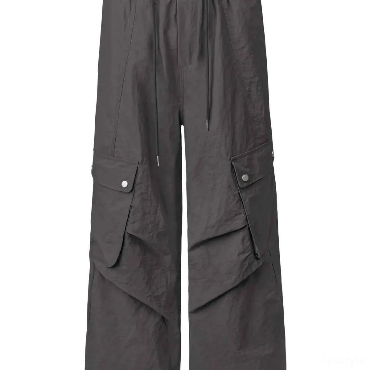 Men's Cropped Drawstring Wide Leg Cargo Pants
