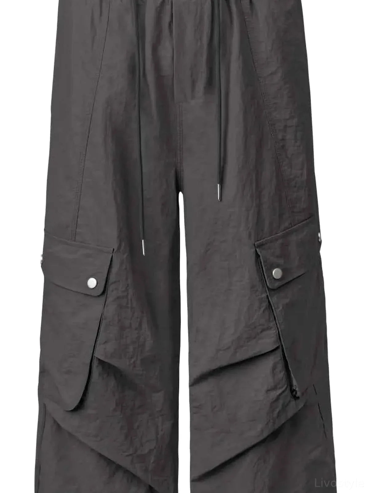 Men's Cropped Drawstring Wide Leg Cargo Pants