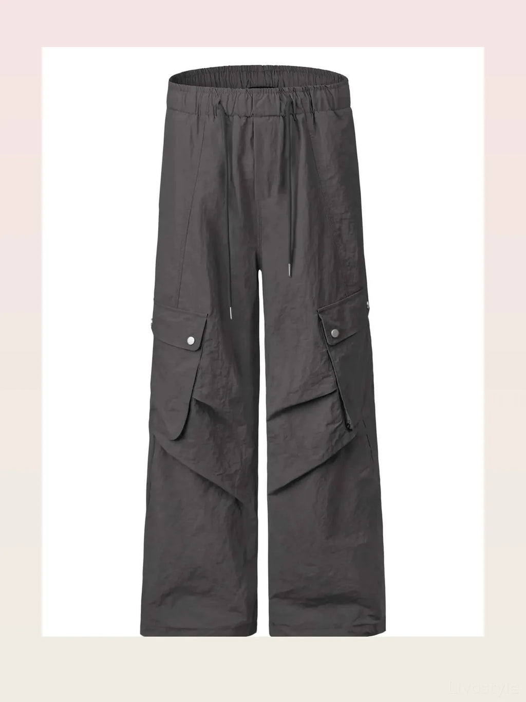 Men's Cropped Drawstring Wide Leg Cargo Pants