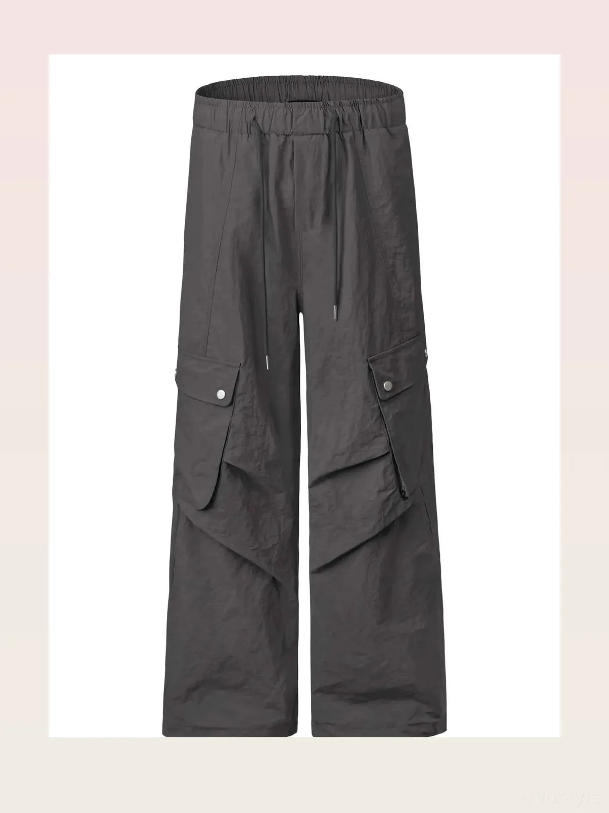 Men's Cropped Drawstring Wide Leg Cargo Pants