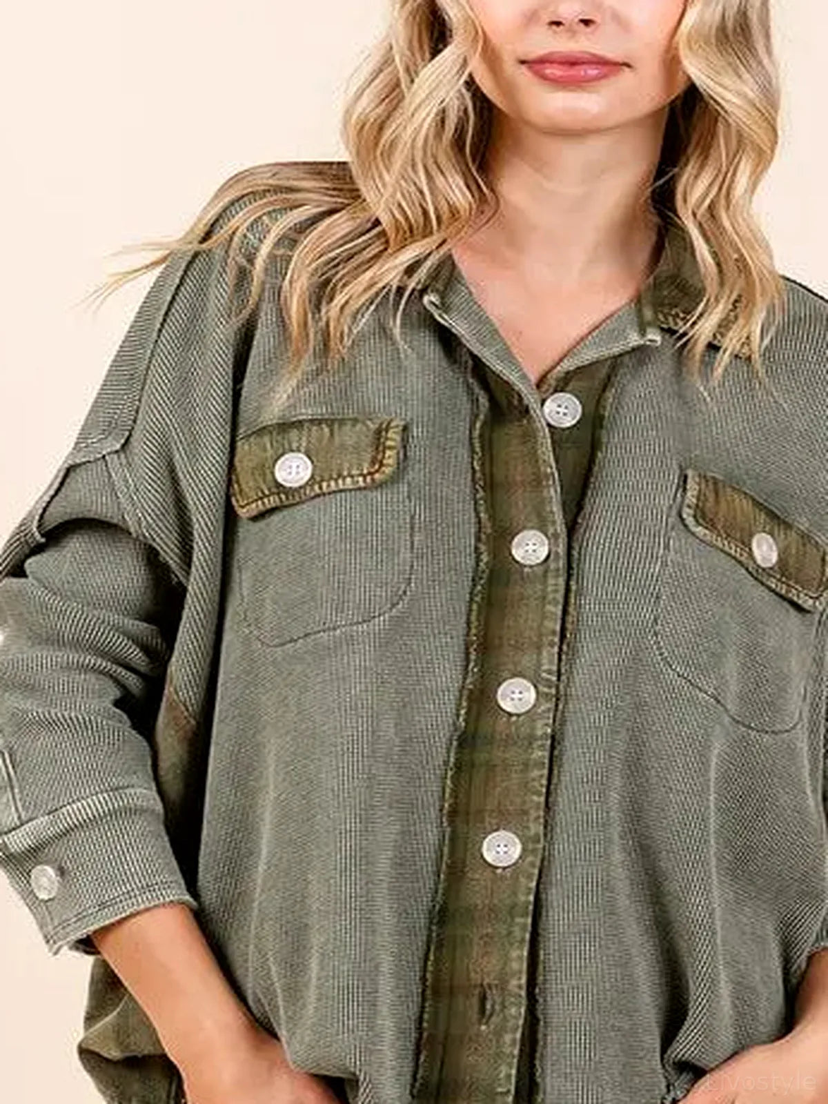 Mineral Washed Plaid Corduroy Button-Down Shacket