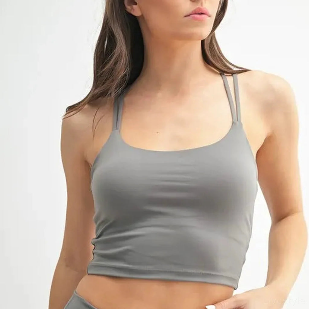 Cloud Light Crisscross Scoop Neck Sports Bra