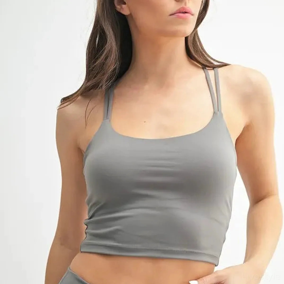 Cloud Light Crisscross Scoop Neck Sports Bra
