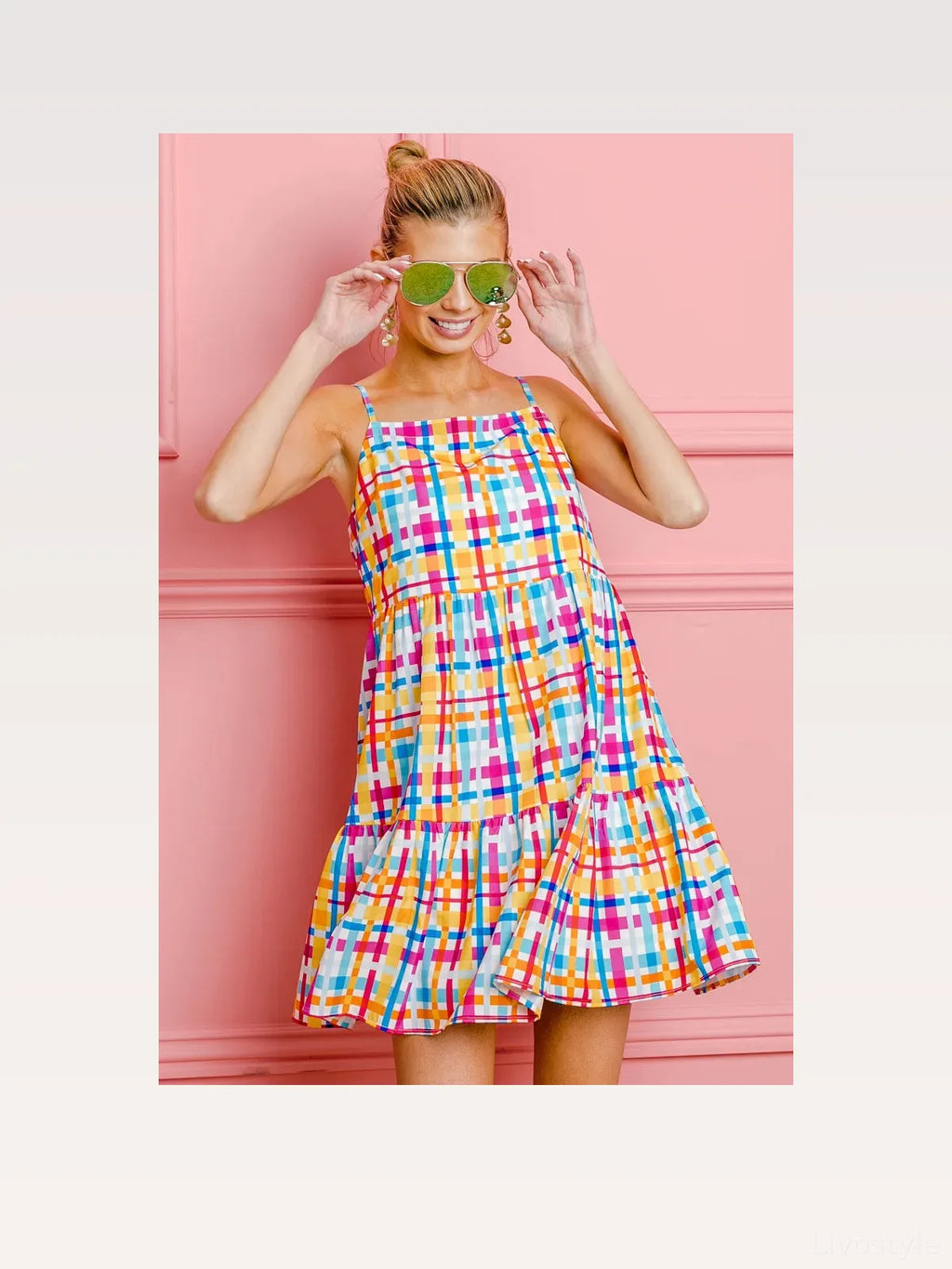 Plaid Sleeveless Tiered Sundress