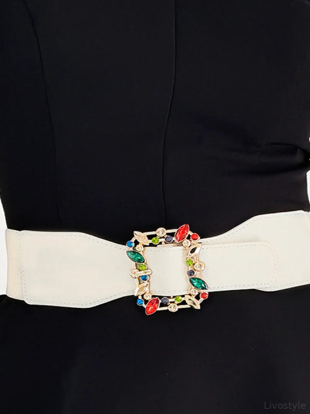 Multicolored Leaf Buckle Elastic Belt