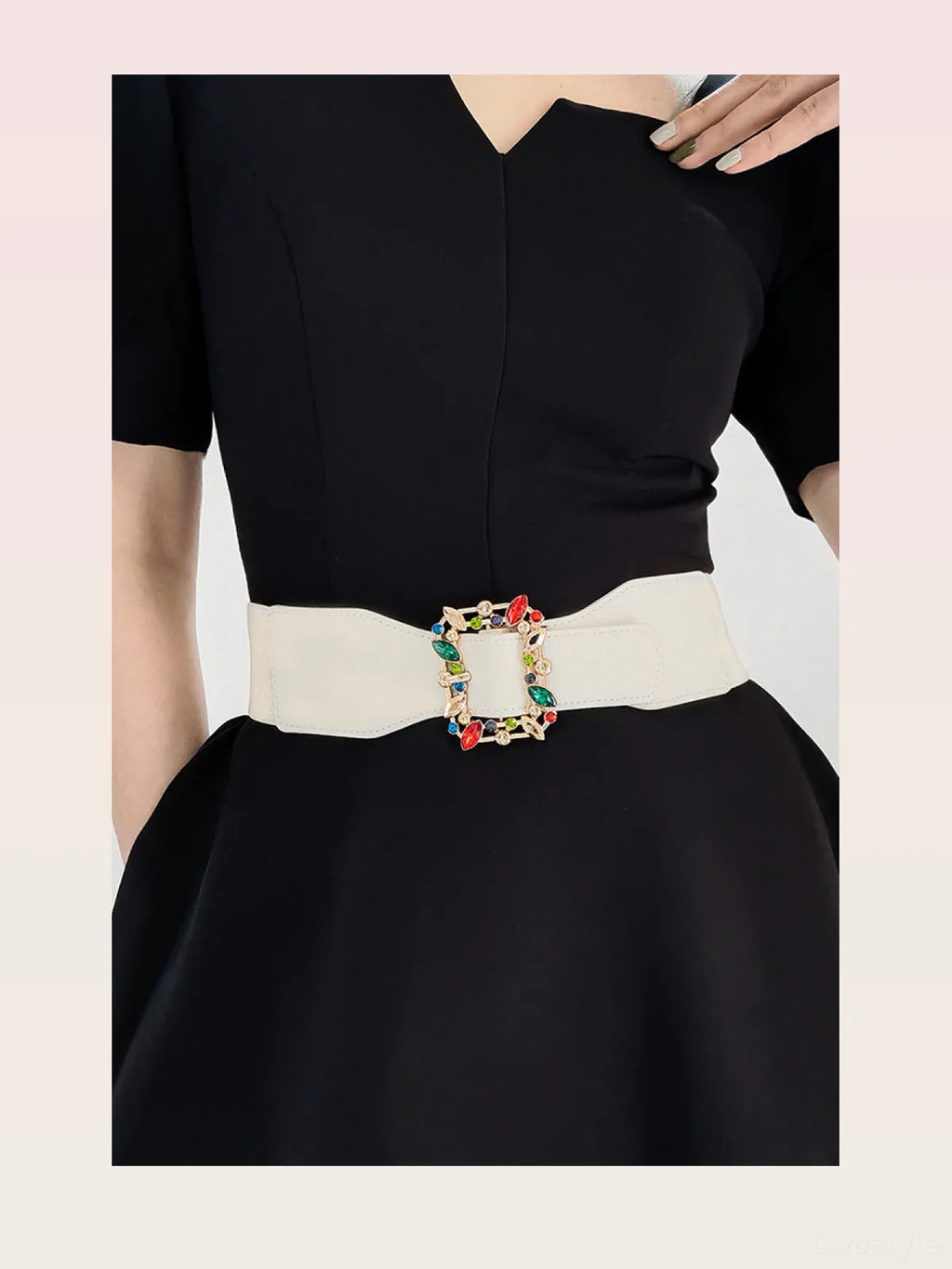 Multicolored Leaf Buckle Elastic Belt