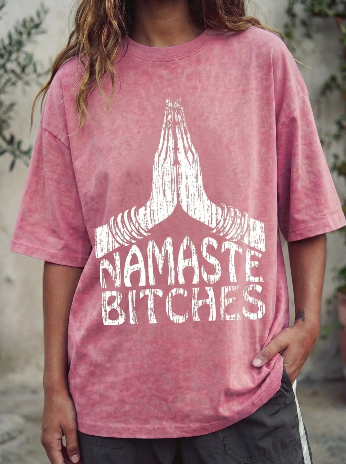 Namaste Bitches Washed T-Shirt | Unisex Oversize Cotton Tee