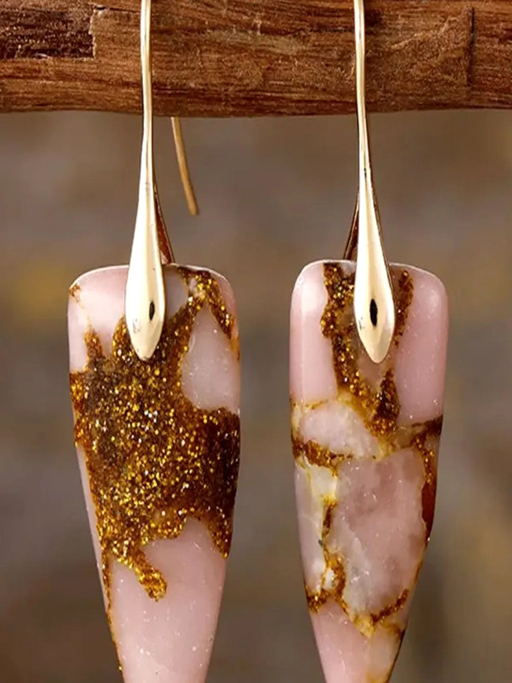 Natural Stone Geometric Drop Earrings
