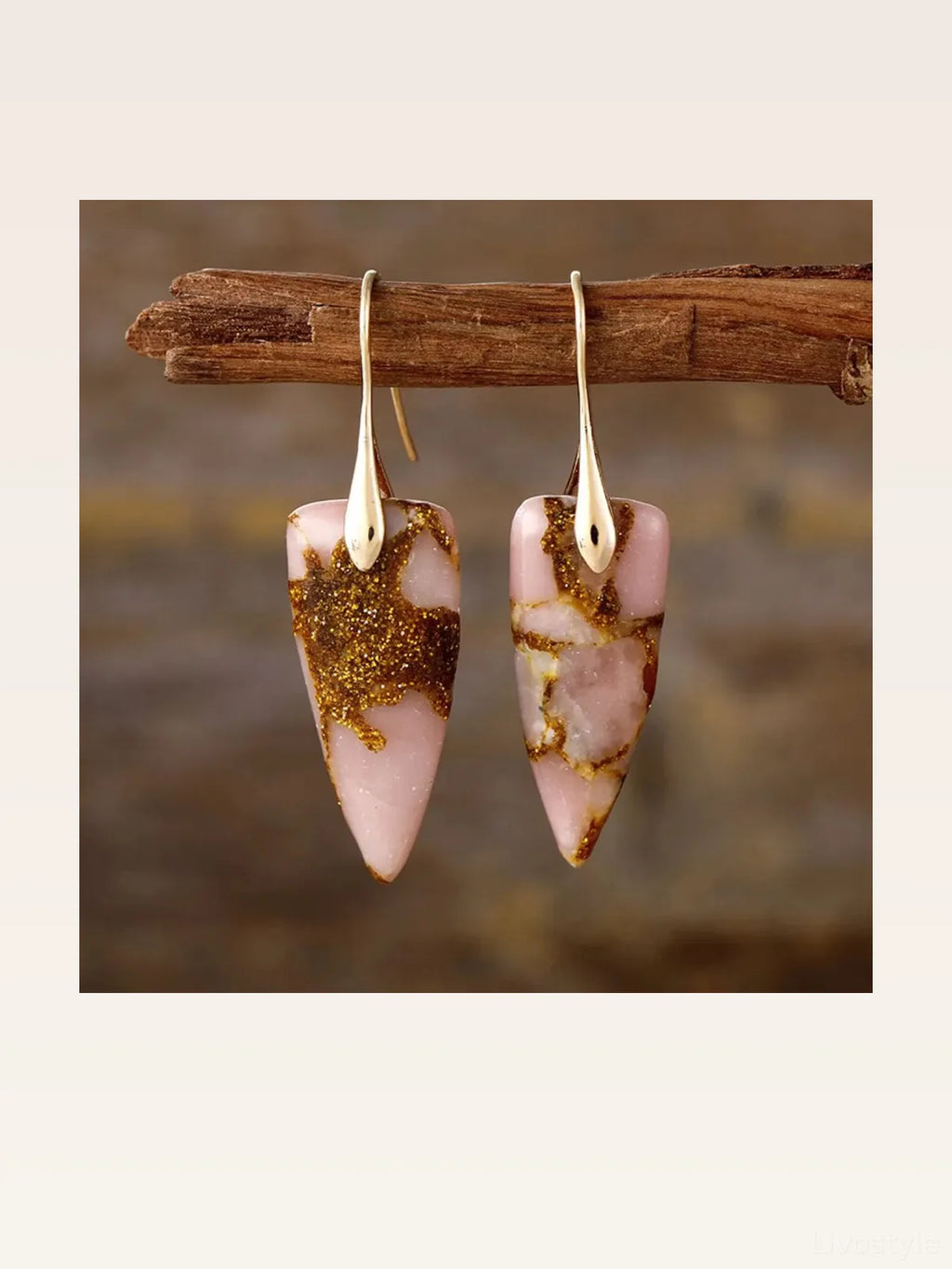 Natural Stone Geometric Drop Earrings