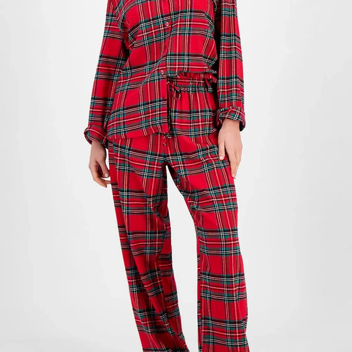 Plaid Collared Button Up Top and Pants Lounge Set