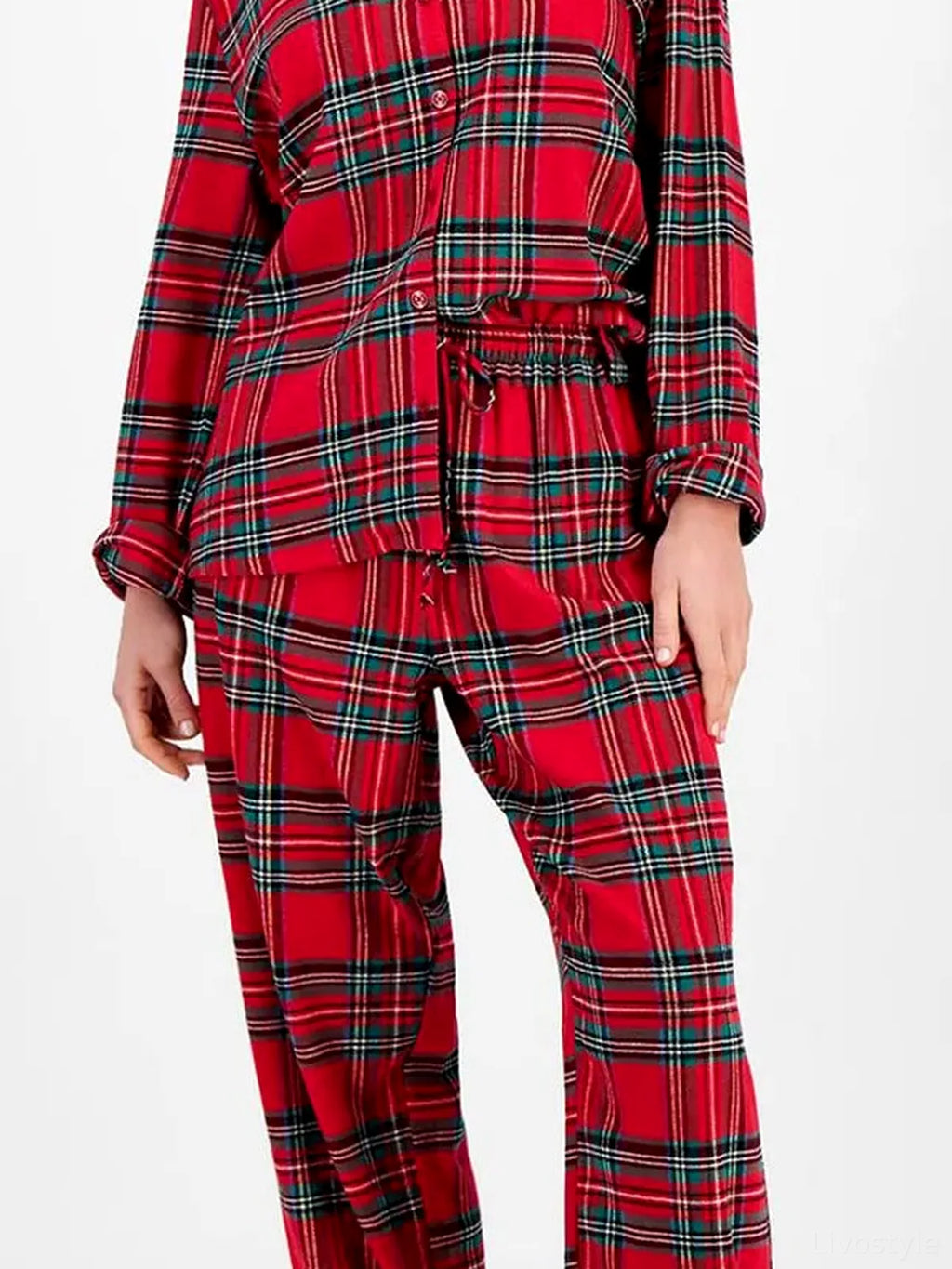 Plaid Collared Button Up Top and Pants Lounge Set