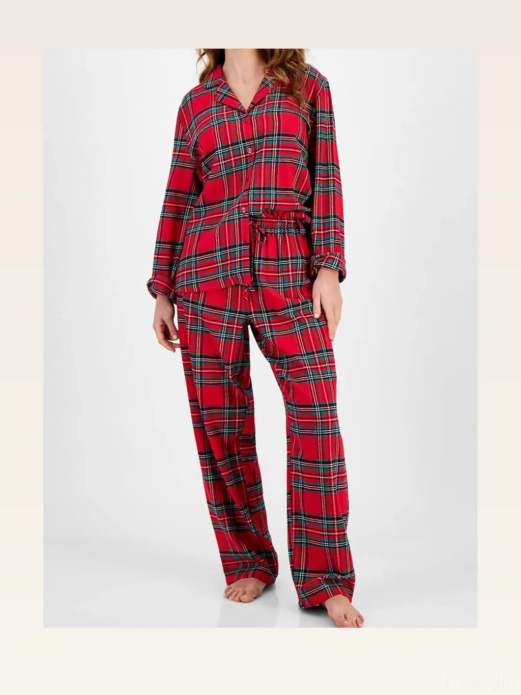 Plaid Collared Button Up Top and Pants Lounge Set