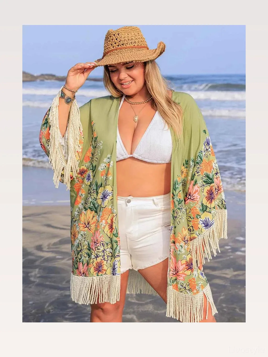 Fringe Open Front Cover-Up – Plus Size