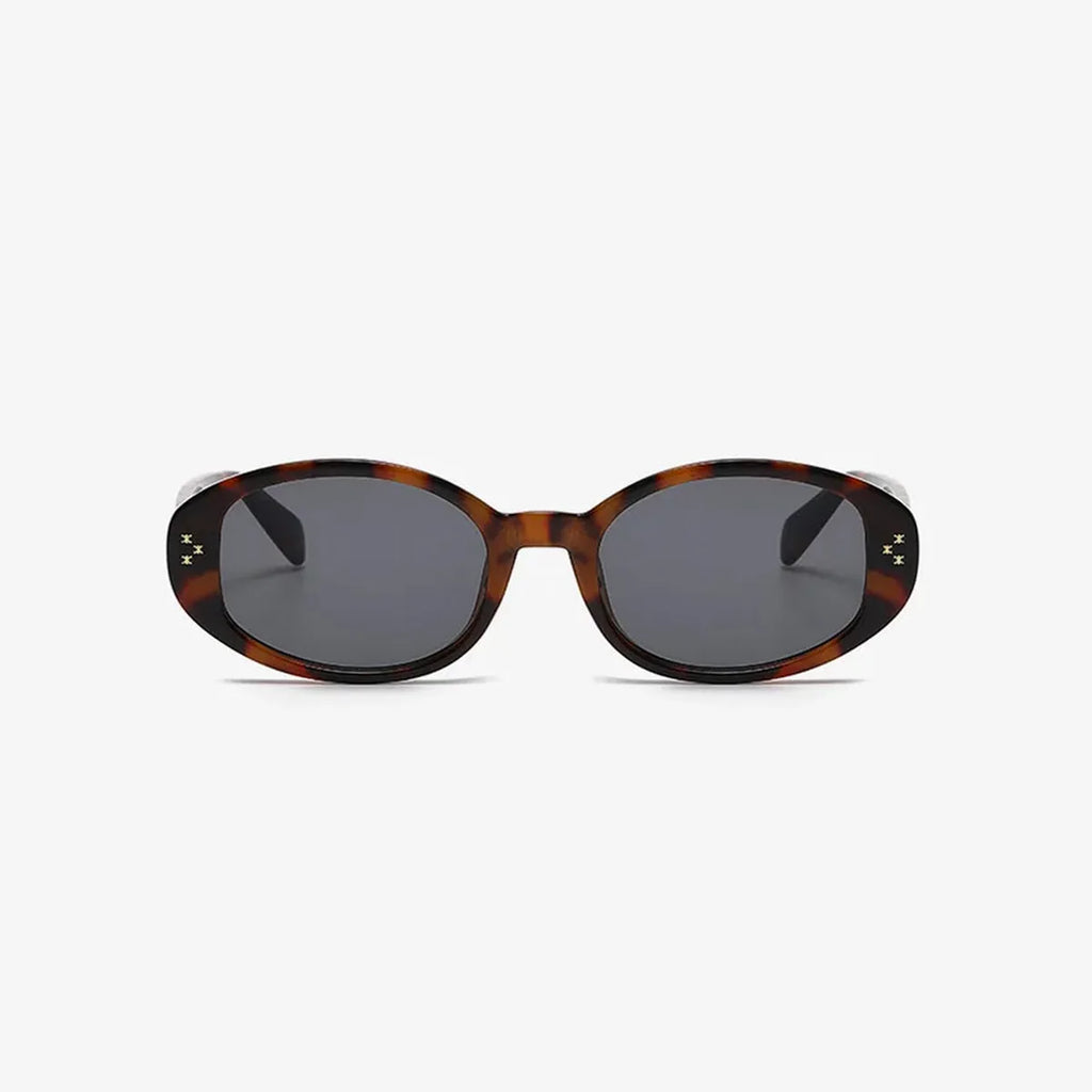 Polycarbonate Oval Sunglasses in a Tortoiseshell Pattern