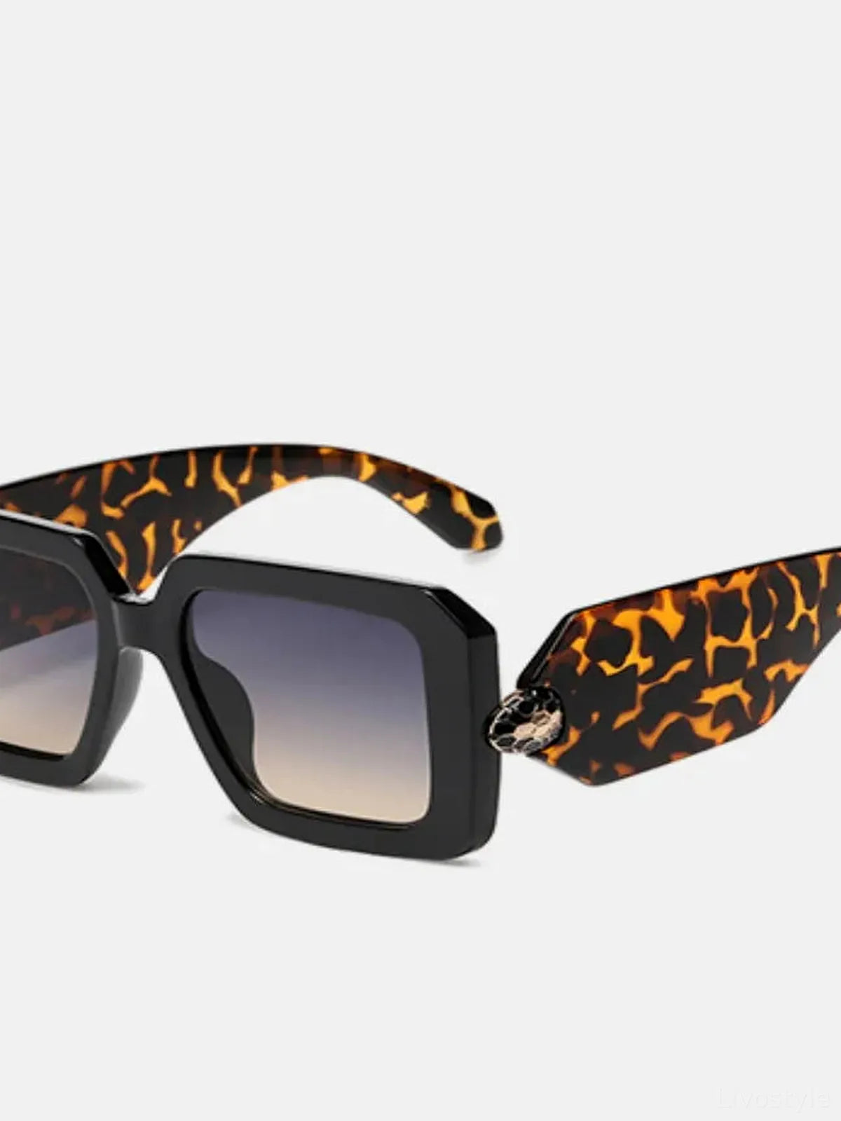 Square Frame Gradient Lens Sunglasses in Animal Print