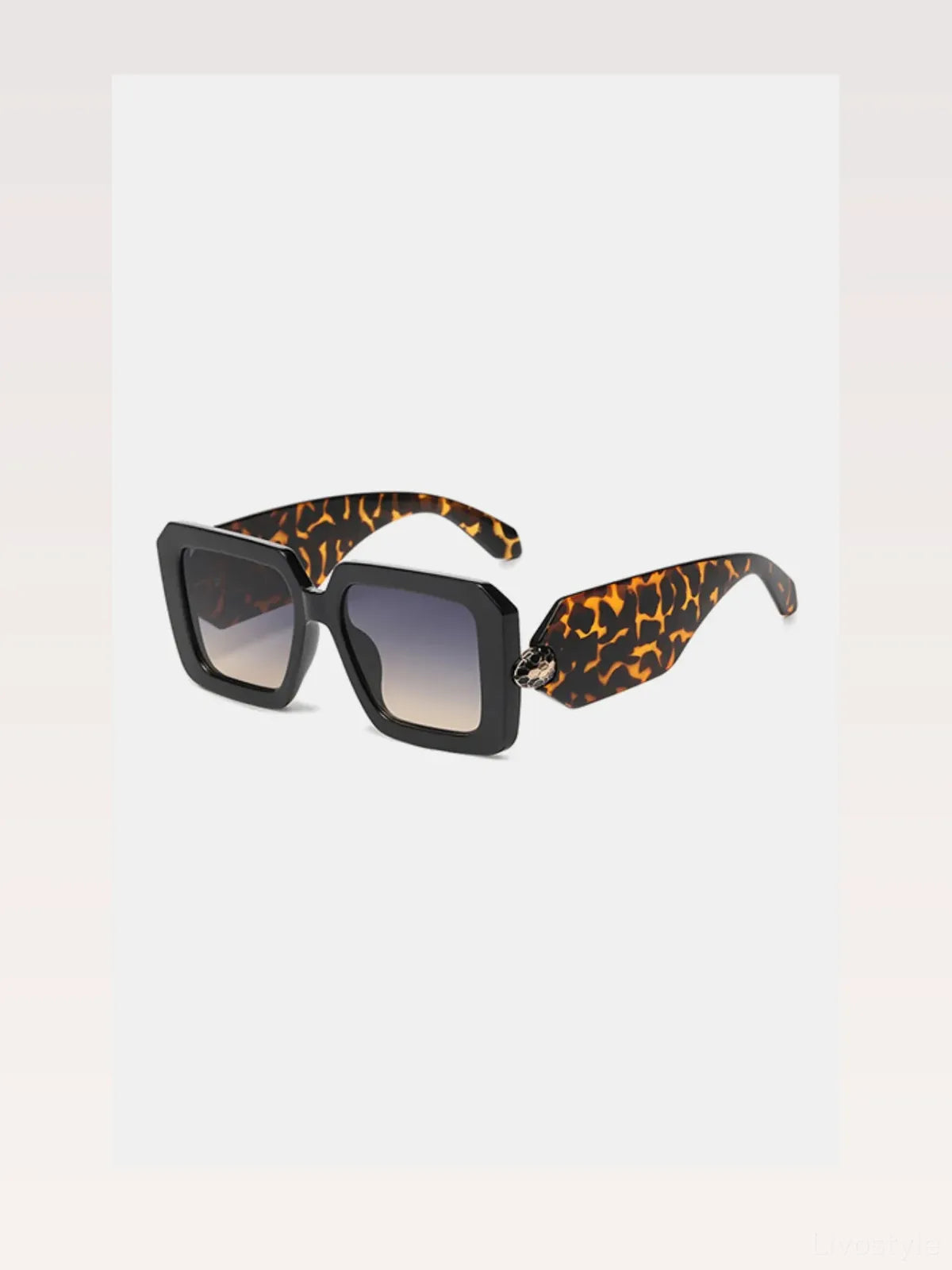 Square Frame Gradient Lens Sunglasses in Animal Print