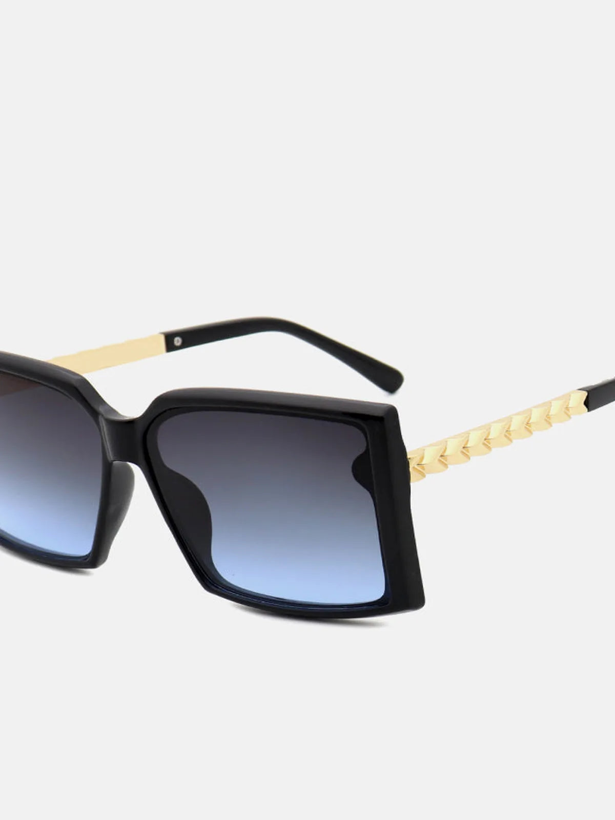 Square Polycarbonate Sunglasses with Gold Accents and Gradient Lenses