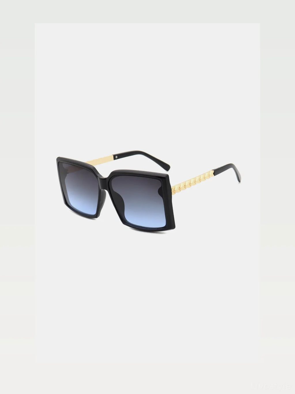 Square Polycarbonate Sunglasses with Gold Accents and Gradient Lenses