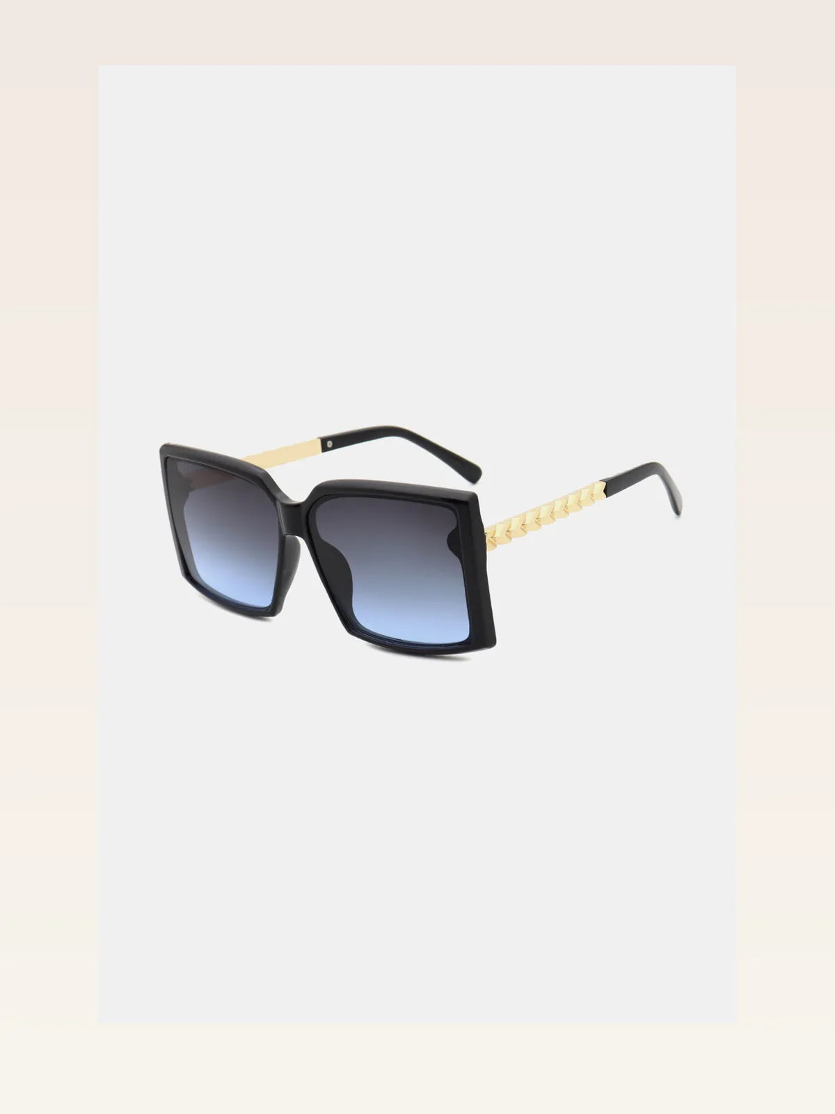 Square Polycarbonate Sunglasses with Gold Accents and Gradient Lenses