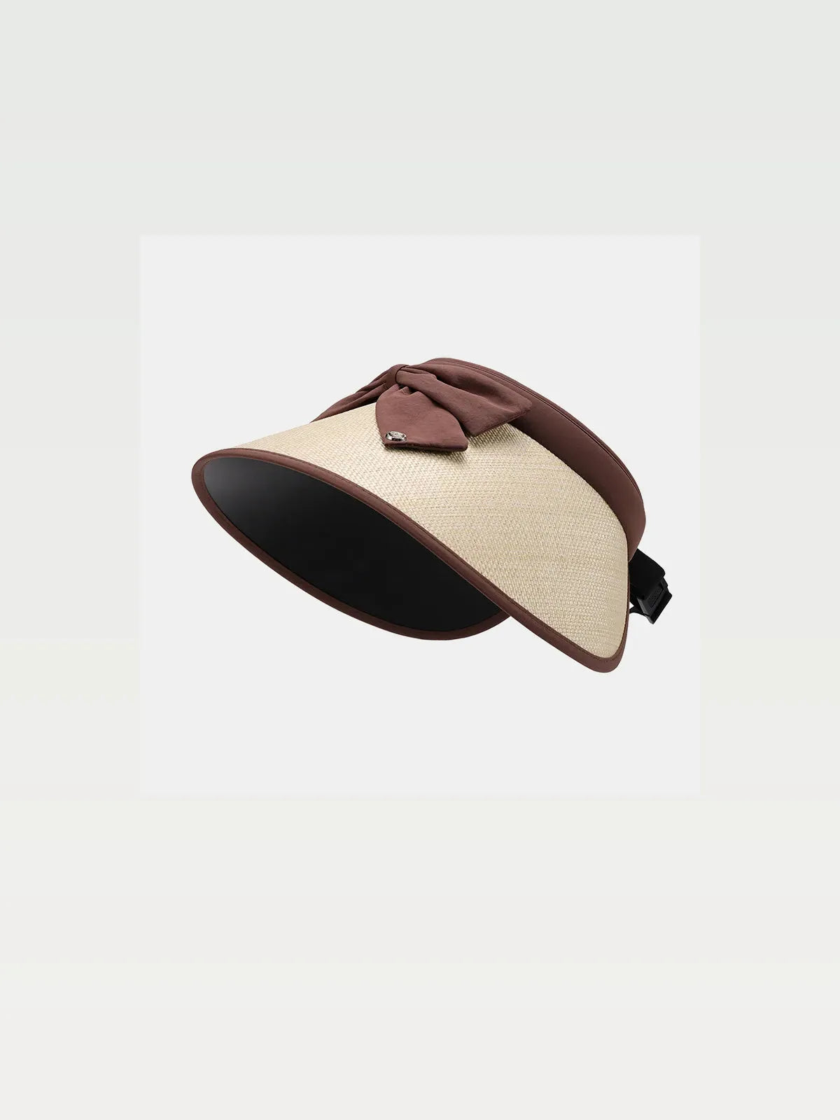 Adjustable Woven Straw-Look Sun Hat with Bow and Visor