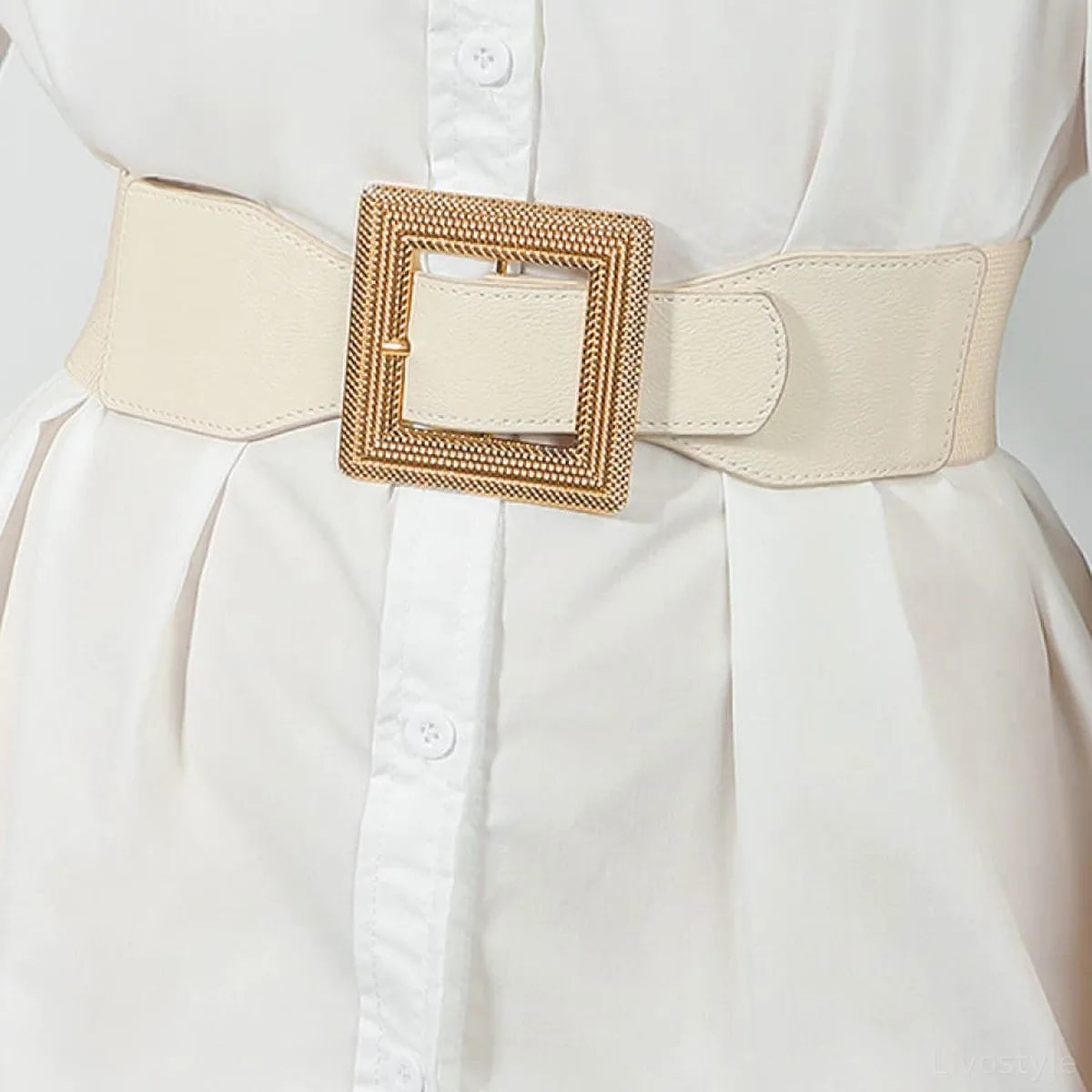 Casual PU Leather Belt with Statement Buckle