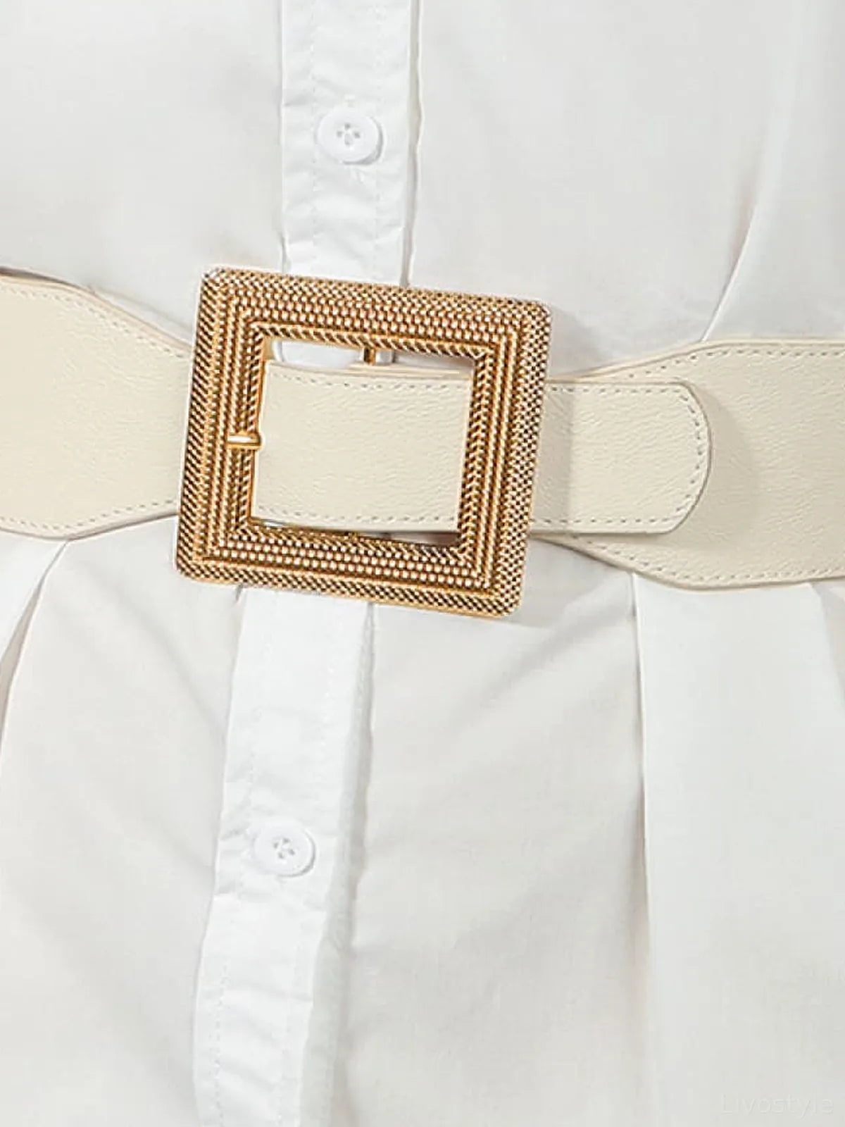 Casual PU Leather Belt with Statement Buckle