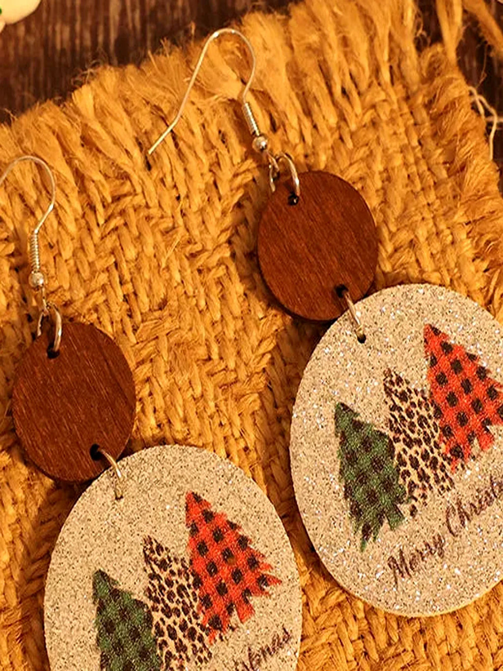 PU Leather Christmas Tree Earrings