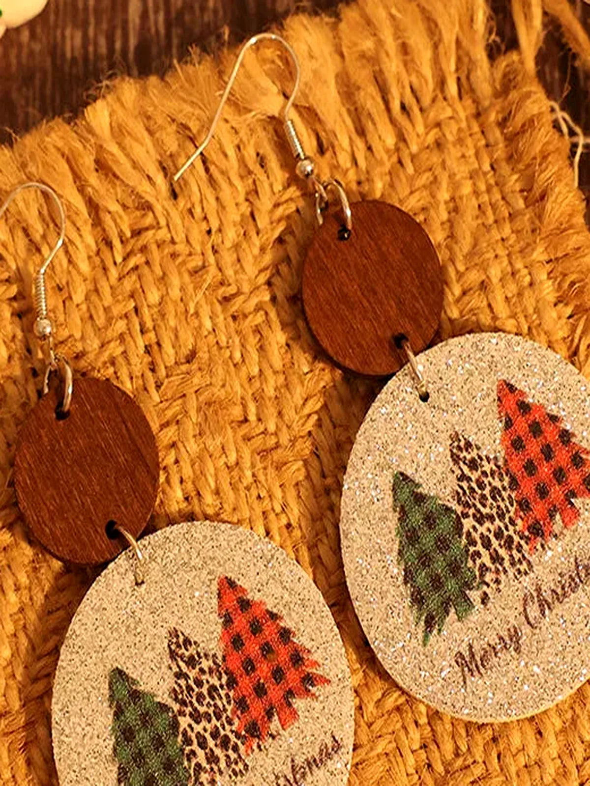 PU Leather Christmas Tree Earrings