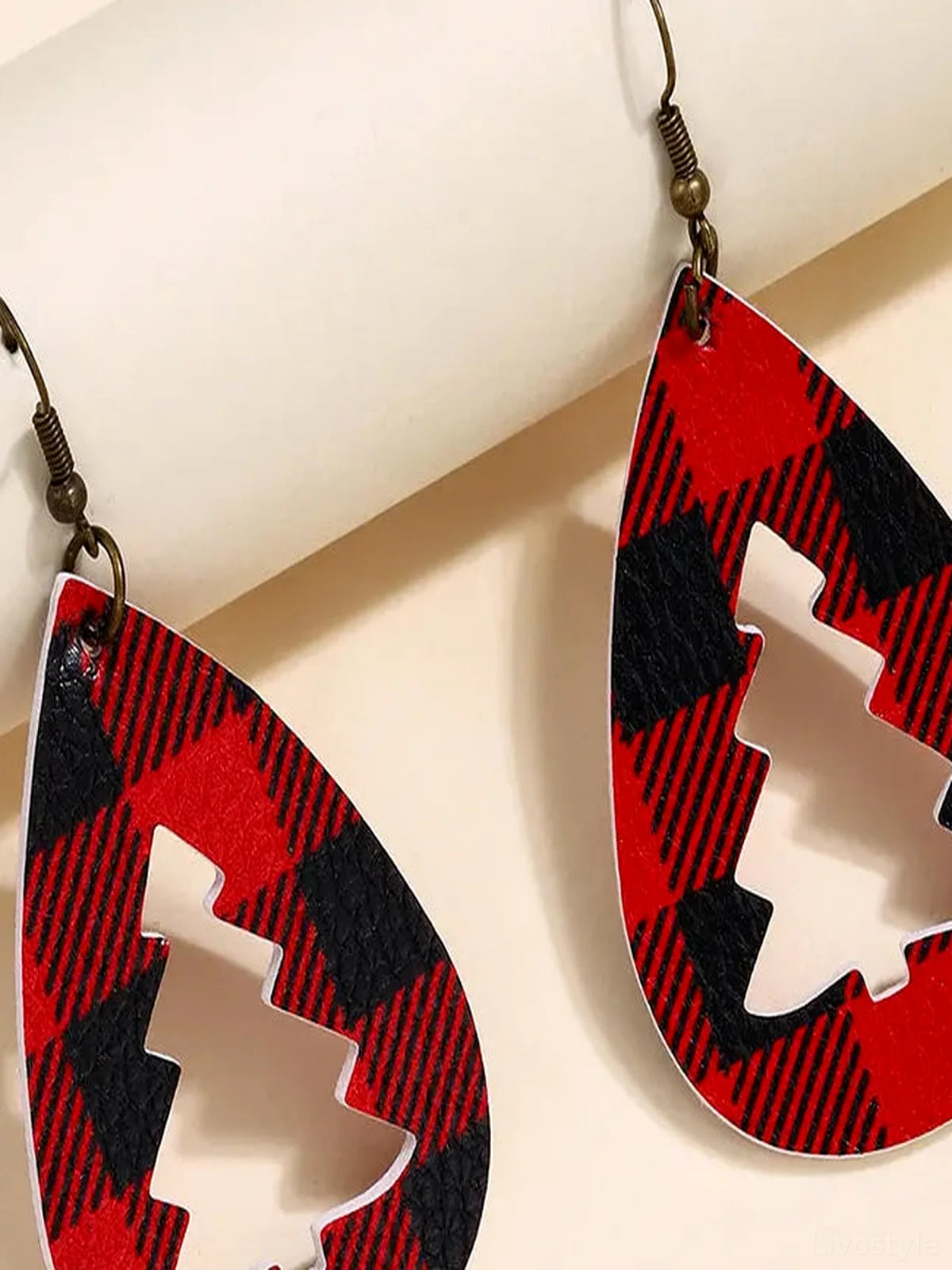 PU Leather Cutout Christmas Tree Dangle Earrings