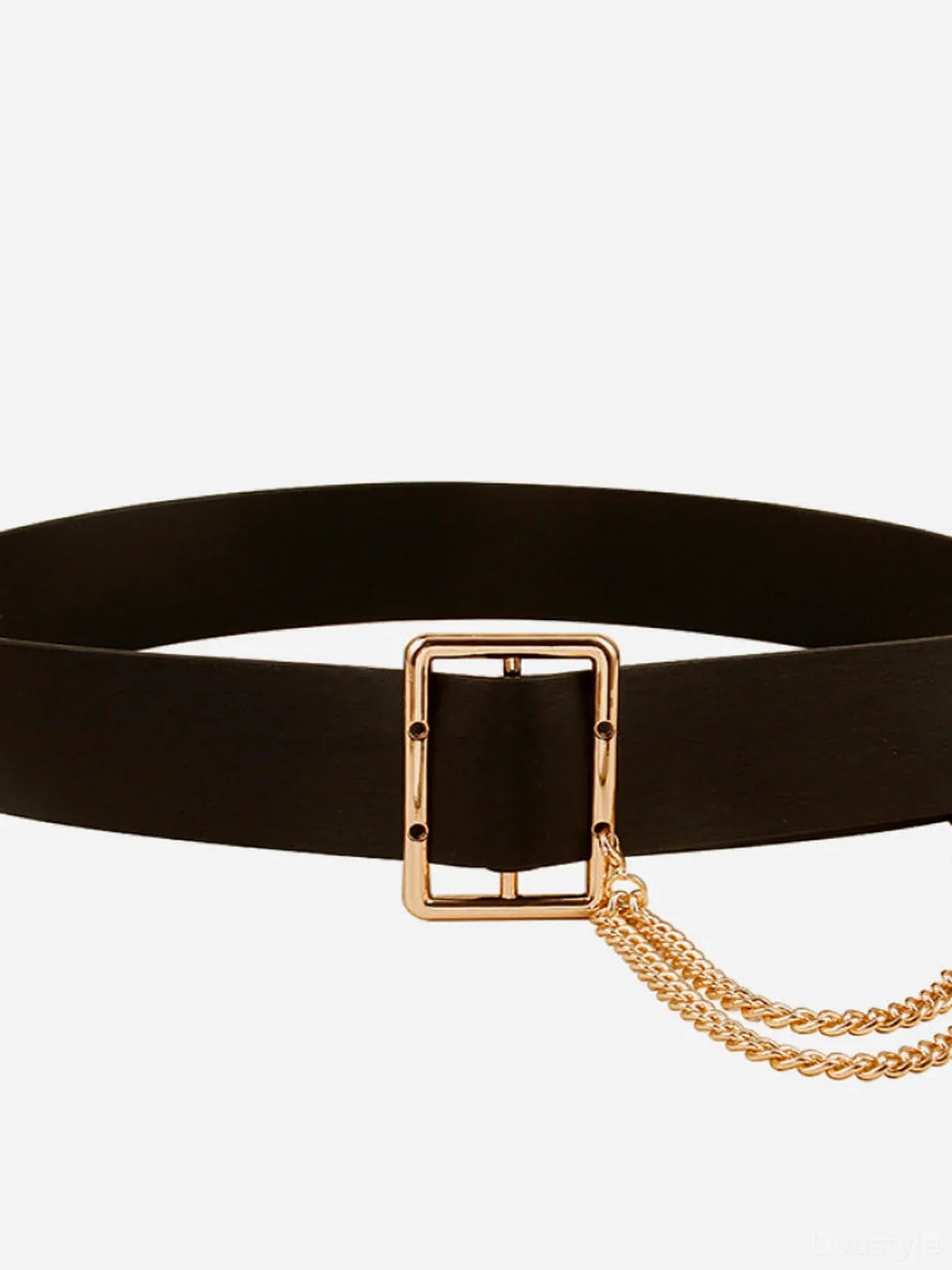 PU Leather Wide Belt with Chain