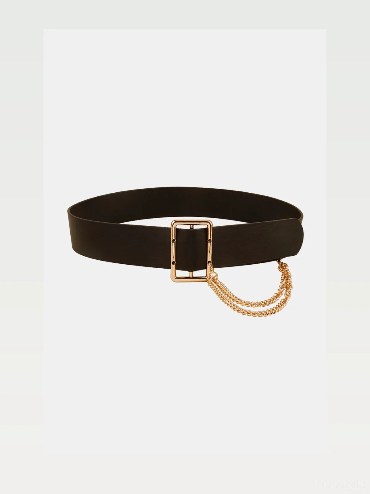 PU Leather Wide Belt with Chain