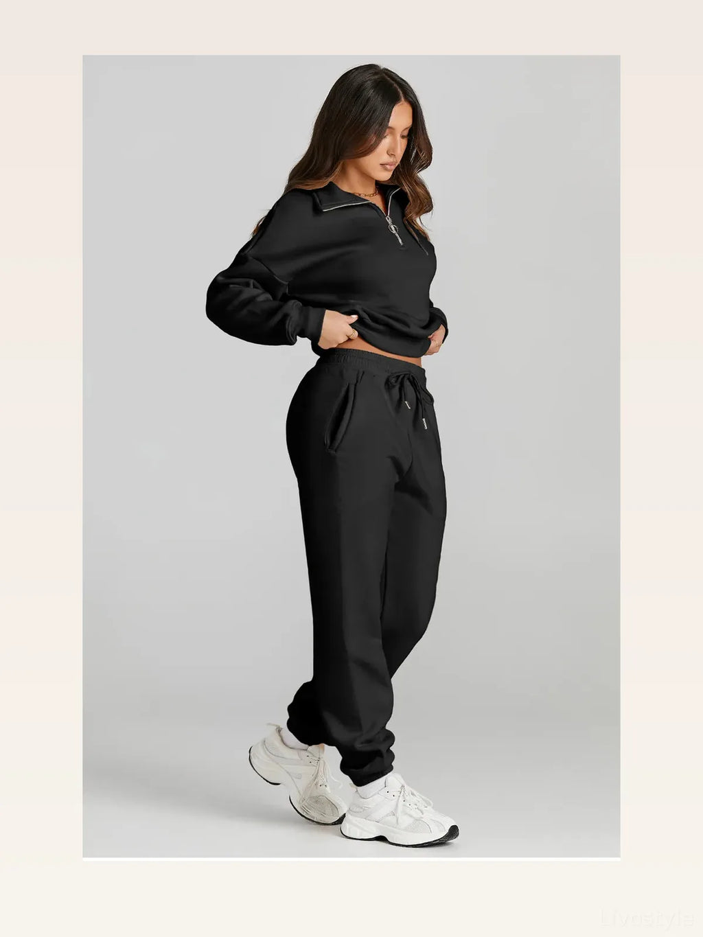 Quarter Zip Top and Drawstring Pants Active Set