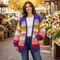 Rainbow Hand-Crochet Open Cardigan