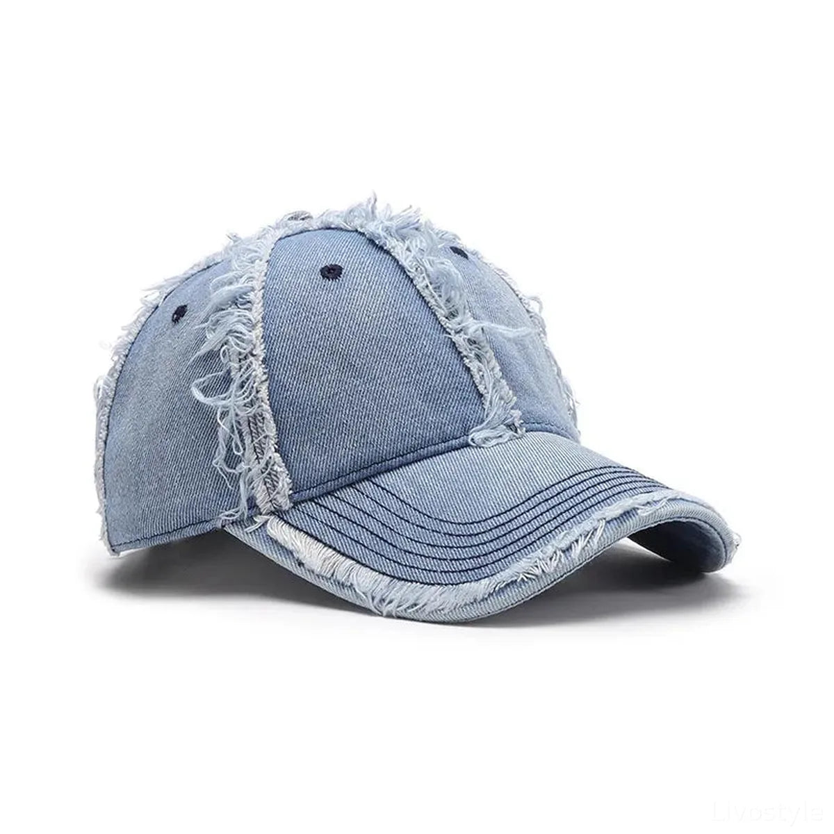 Raw Hem Frayed Cotton Baseball Cap