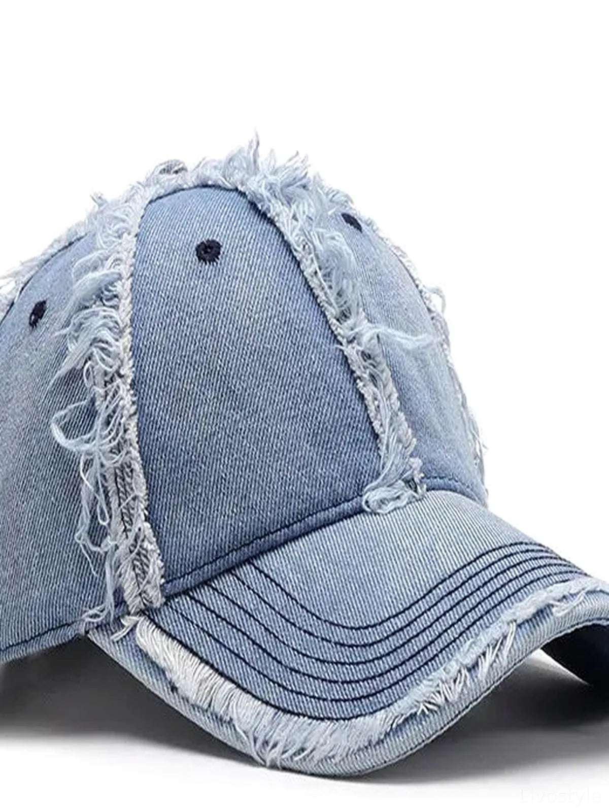 Raw Hem Frayed Cotton Baseball Cap