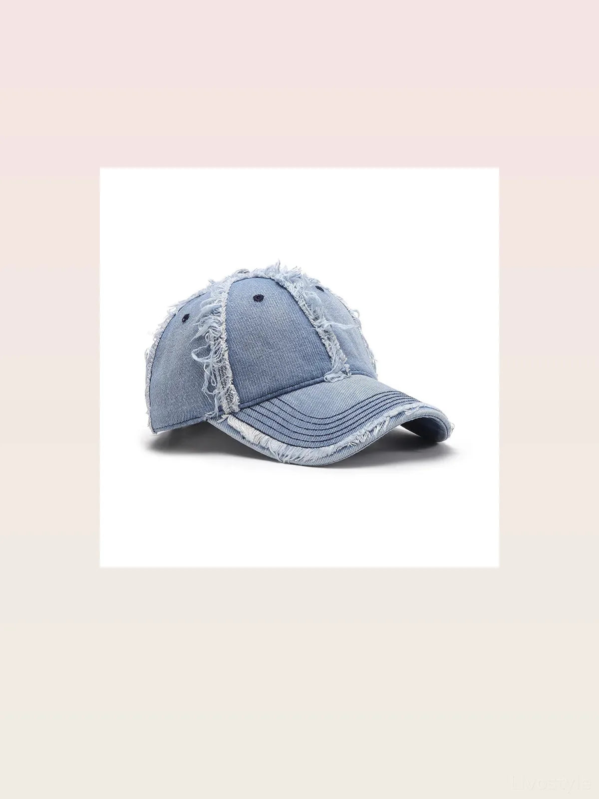 Raw Hem Frayed Cotton Baseball Cap