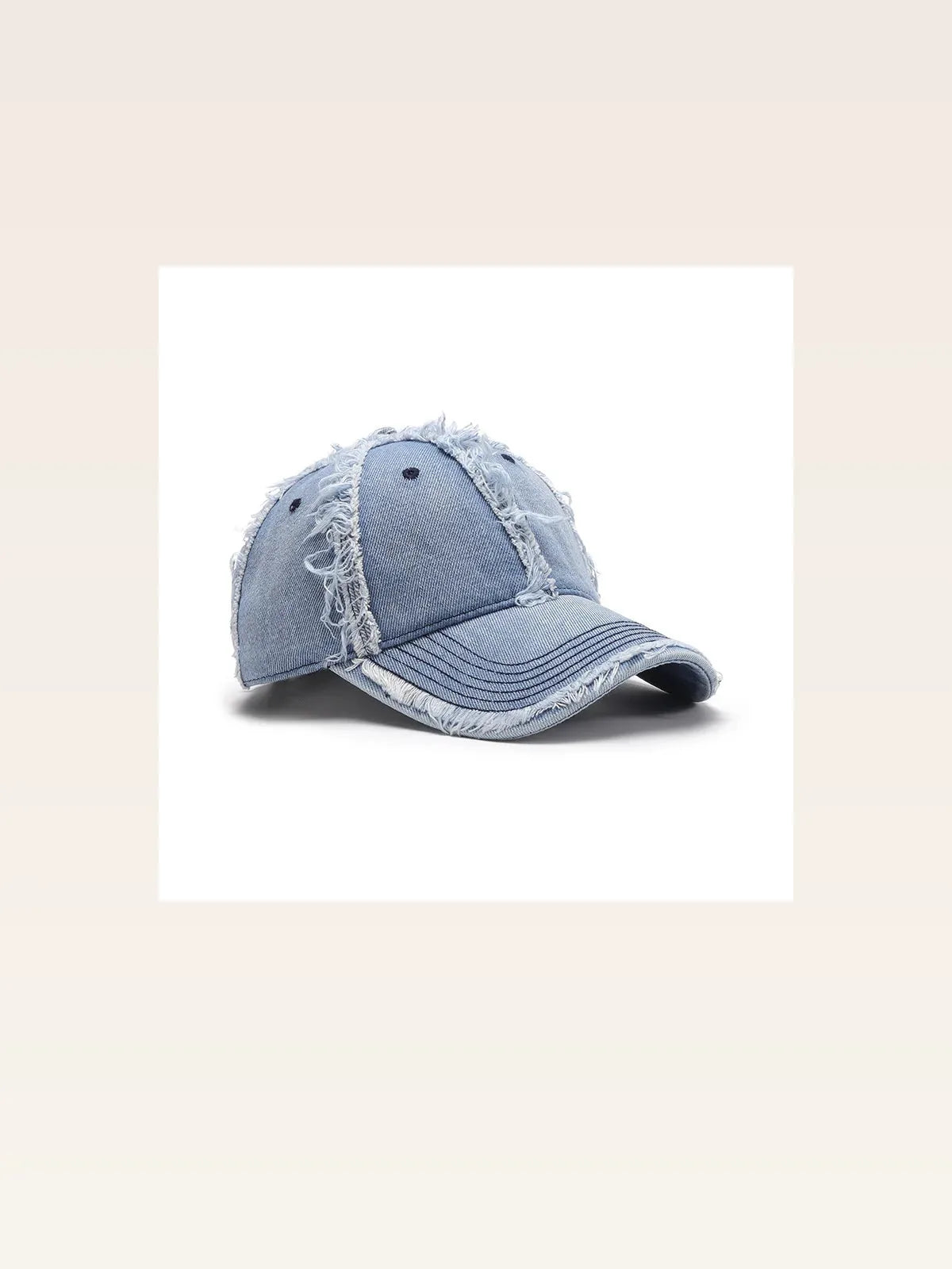 Raw Hem Frayed Cotton Baseball Cap