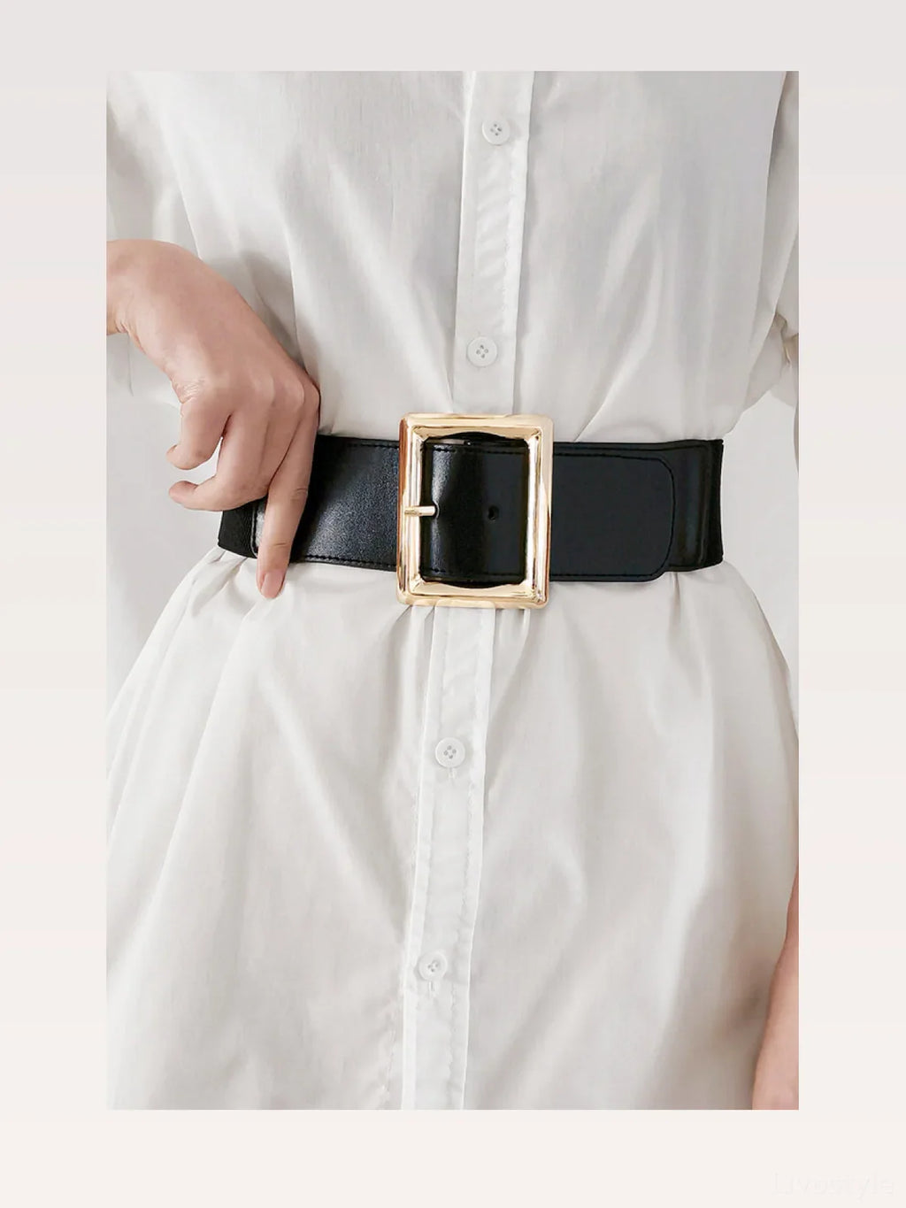 Rectangle Buckle Elastic Wide Belt