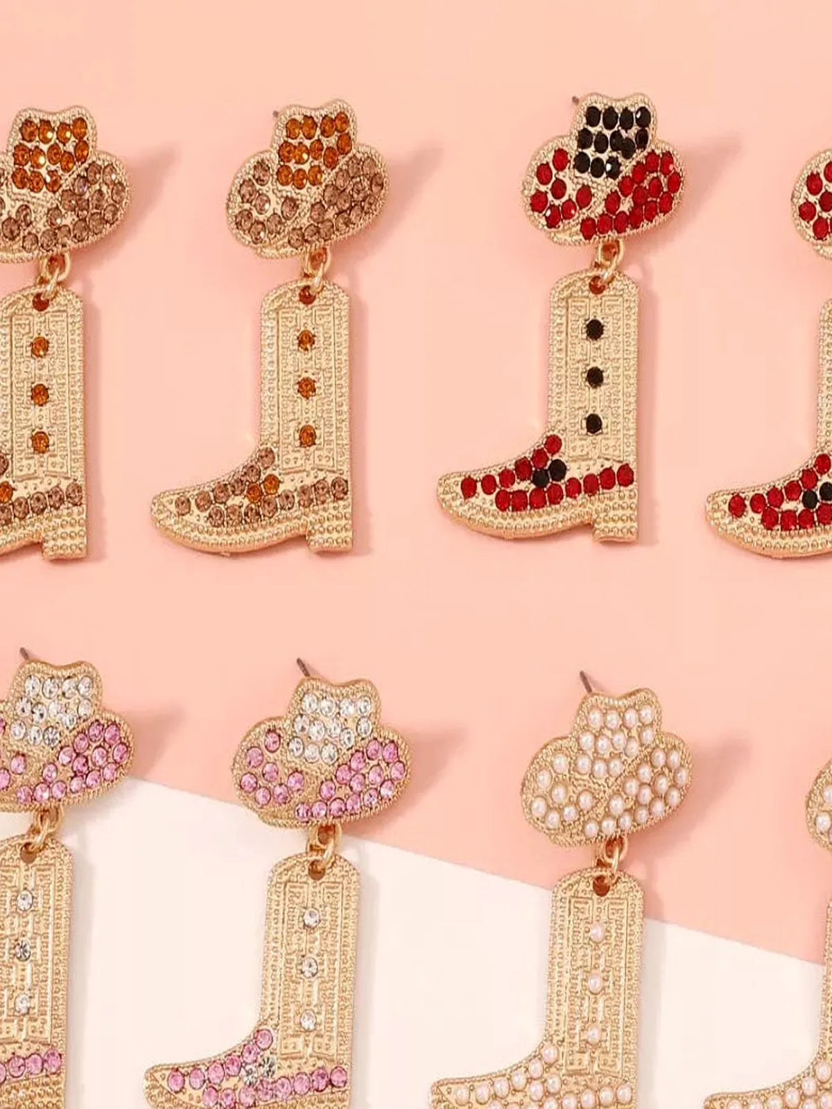 Rhinestone Cowboy Boot Dangle Earrings