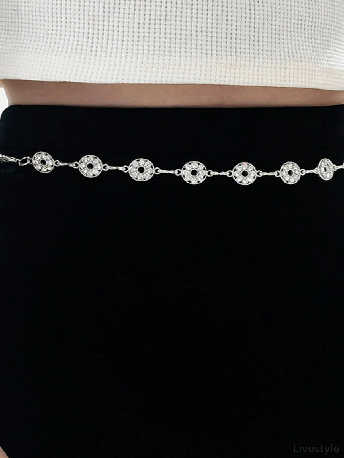 Rhinestone Decor Zinc Alloy Belt