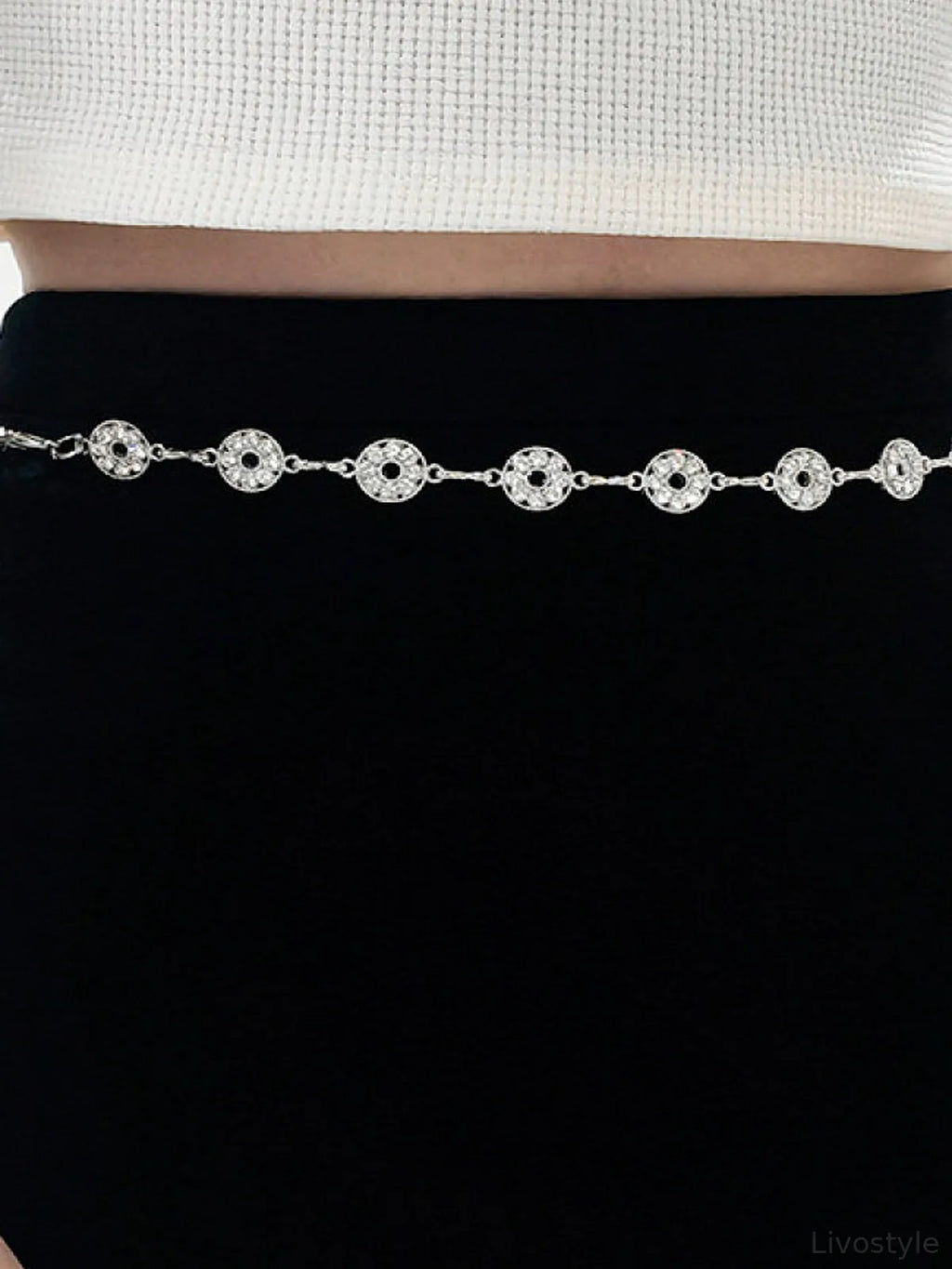 Rhinestone Decor Zinc Alloy Belt