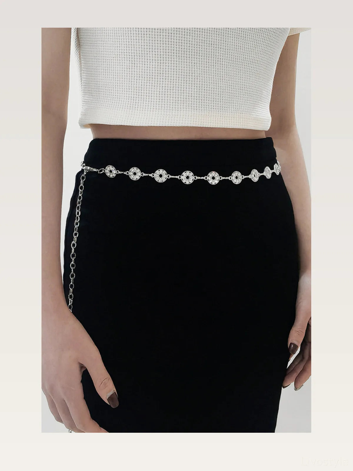 Rhinestone Decor Zinc Alloy Belt