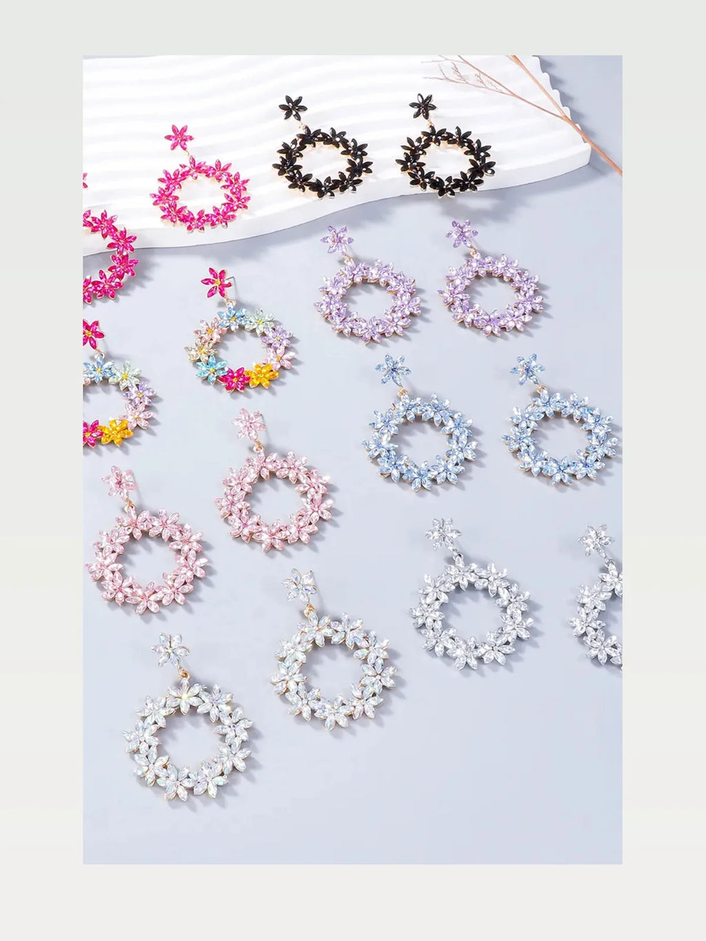 Rhinestone Flower Dangle Earrings