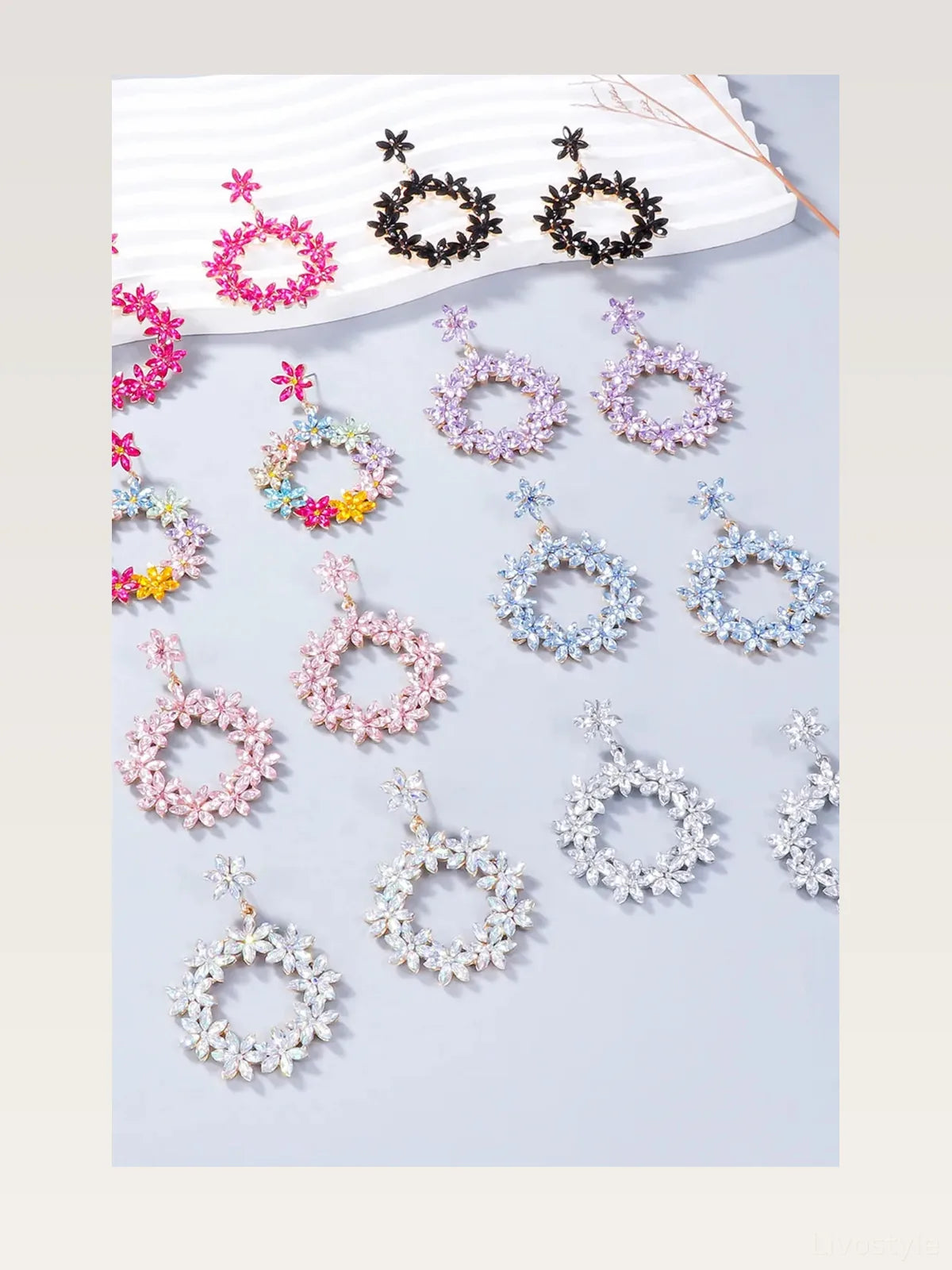 Rhinestone Flower Dangle Earrings