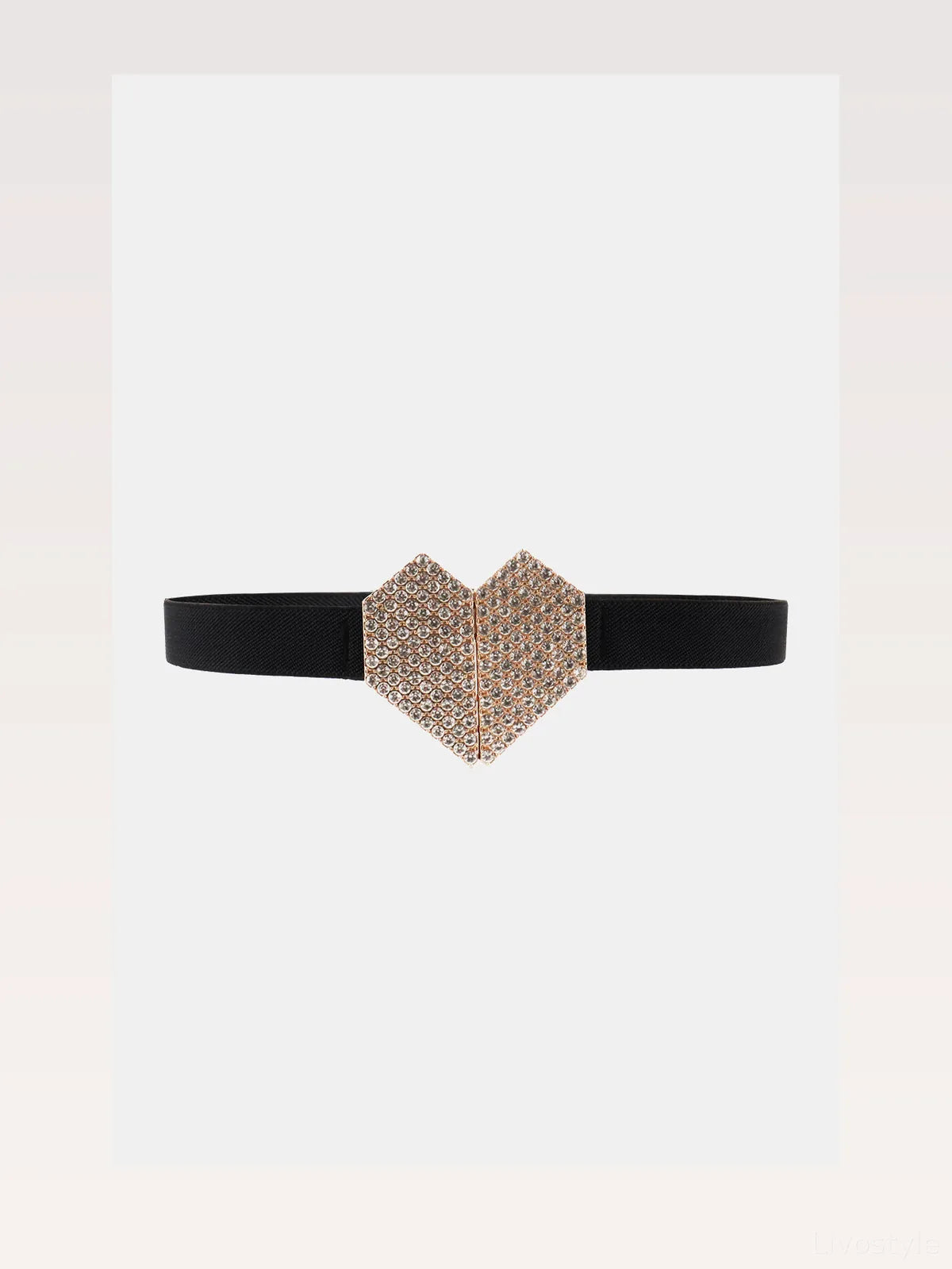 Rhinestone Heart Buckle Elastic Belt