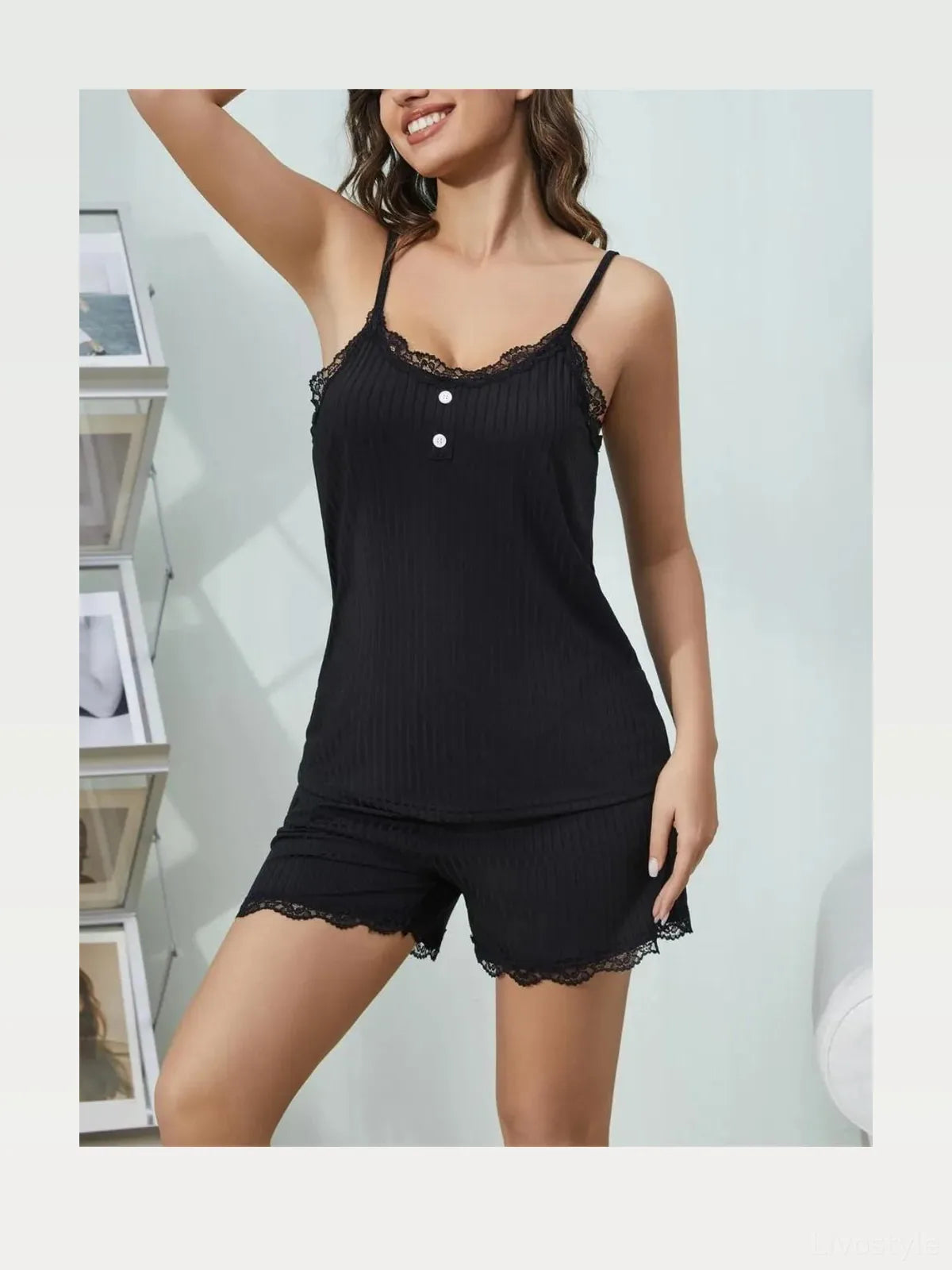 Ribbed Scoop Neck Top and Drawstring Shorts Lounge Set