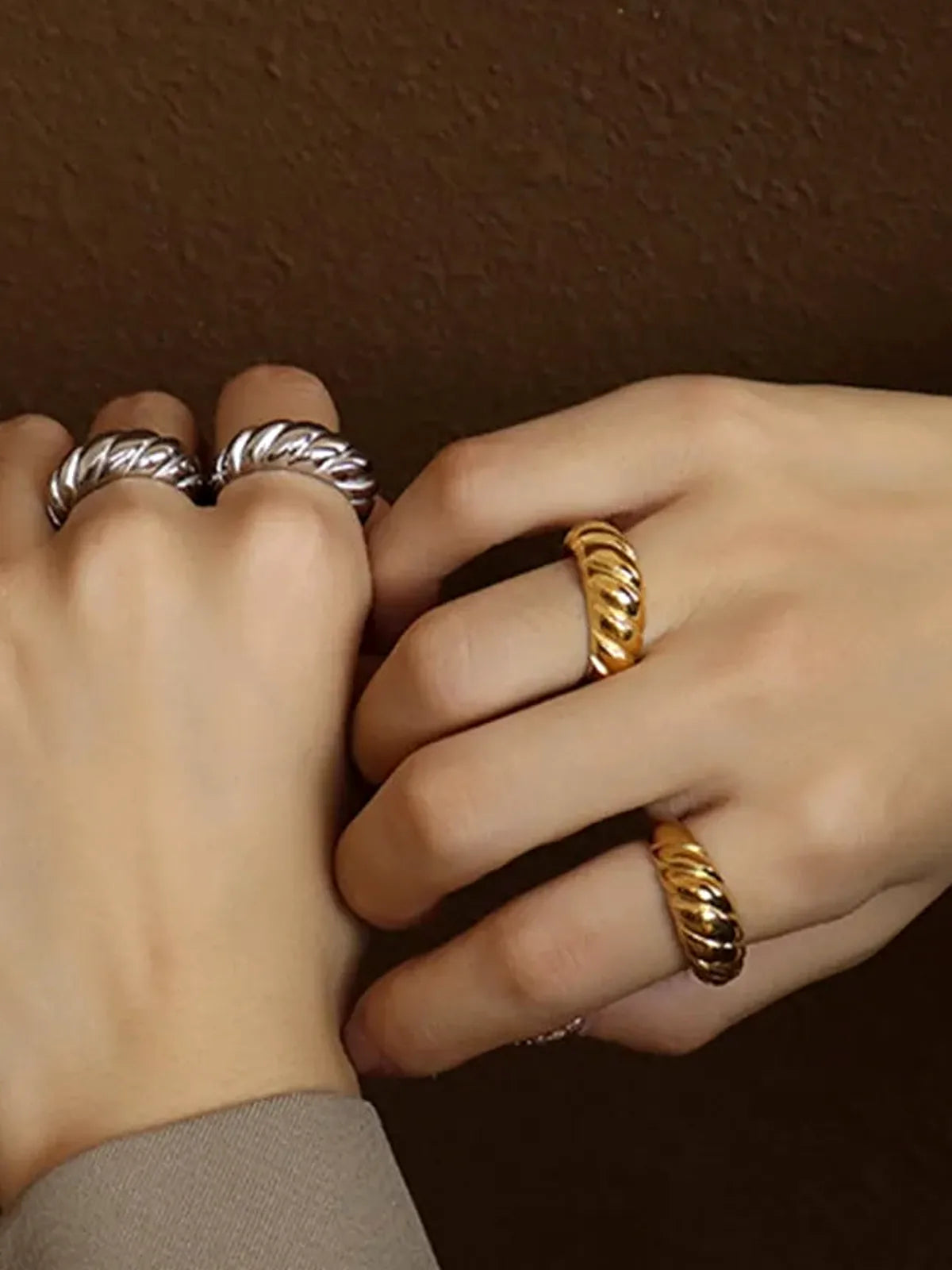 Ribbed Titanium Steel Dome Ring