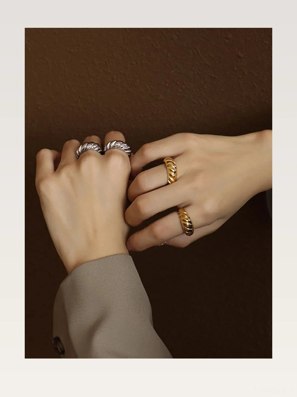Ribbed Titanium Steel Dome Ring