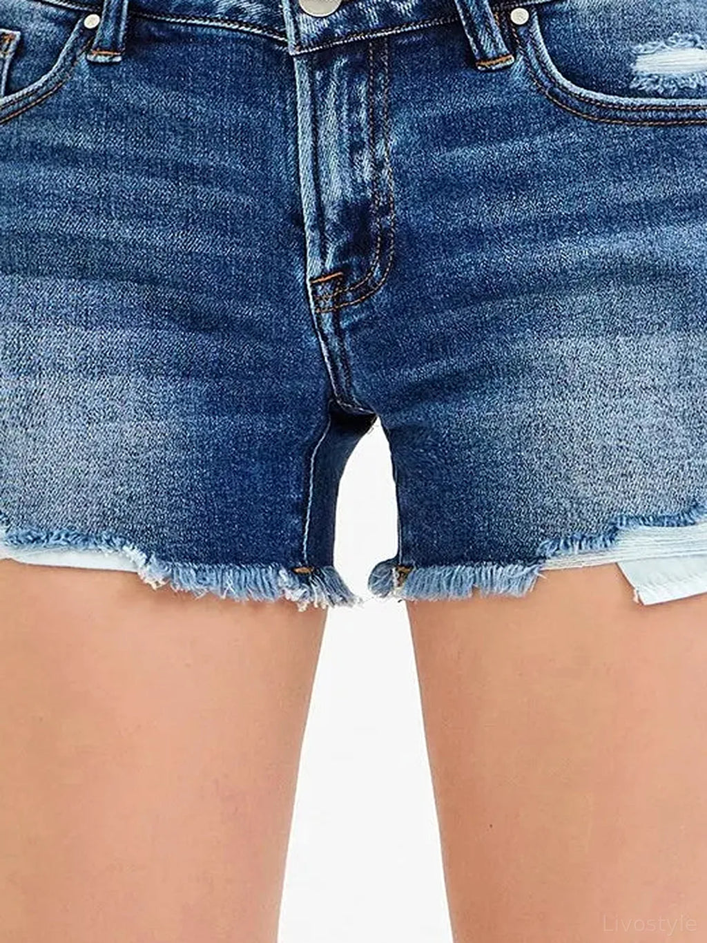Low Rise Denim Shorts with Peekaboo Pocket Lining