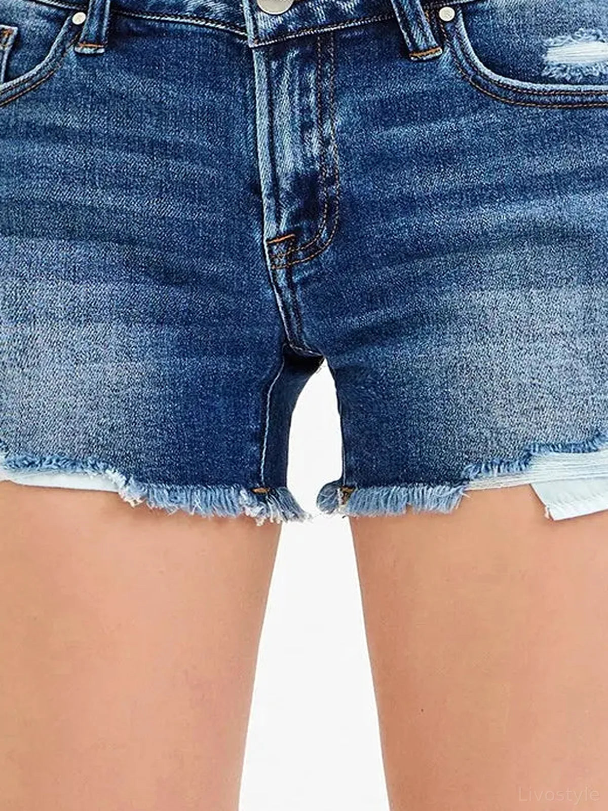 Low Rise Denim Shorts with Peekaboo Pocket Lining